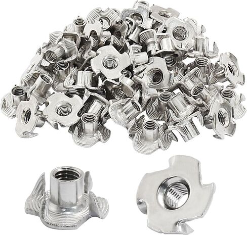 Litoexpe 50 Pcs M6 x 9mm T-Nuts, Stainless Steel Four Pronged Tee Nut for Wood, Rock Climbing Holds, Furniture in Kuwait