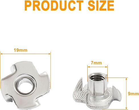 Litoexpe 50 Pcs M6 x 9mm T-Nuts, Stainless Steel Four Pronged Tee Nut for Wood, Rock Climbing Holds, Furniture in Kuwait