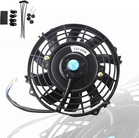 MostPlus Black Universal Electric Cryiatiator Slim Fan Push/سحب 12 فولت + مجموعة التثبيت (7 بوصة) مجموعة من 2 in Saudi Arabia