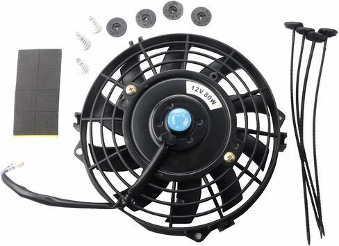 MostPlus Black Universal Electric Cryiatiator Slim Fan Push/سحب 12 فولت + مجموعة التثبيت (7 بوصة) مجموعة من 2 in Saudi Arabia