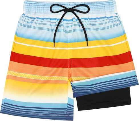 qikqik Boys Swim Trunks with Compression Liner Kids Swimsuits Boys Bathing Suit Quick Dry Boy Swimsuit Kids Swimming Trunks in Kuwait