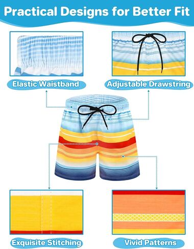 qikqik Boys Swim Trunks with Compression Liner Kids Swimsuits Boys Bathing Suit Quick Dry Boy Swimsuit Kids Swimming Trunks in Kuwait
