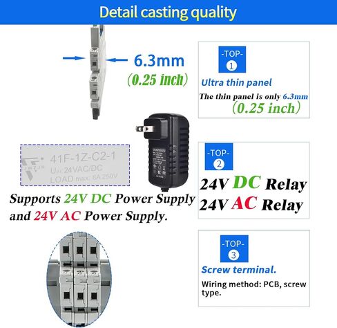 Electromagnetic Relay 24V DC/AC Coil; Silm;Signal Relay for PLC, Electromagnetic Relay 24VDC 24VAC SPDT, 6Amp with LED Indicator, Socket Base, DIN Rail in Saudi Arabia