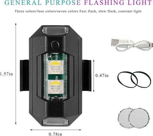 2 PCS مصابيح LED مصابيح قوية ، 7 ألوان شحن USB LED مضاد للتصادم ضوء وميض ، سطوع عالية السطوع ماء الطائرات الطائرات الطائرات بدون طيار in Saudi Arabia