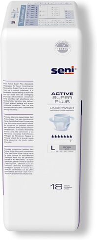 ملابس داخلية Seni Active Super Plus، لسلس البول الشديد، مقاس كبير، 18 قطعة (عبوة من 4 قطع) in Kuwait