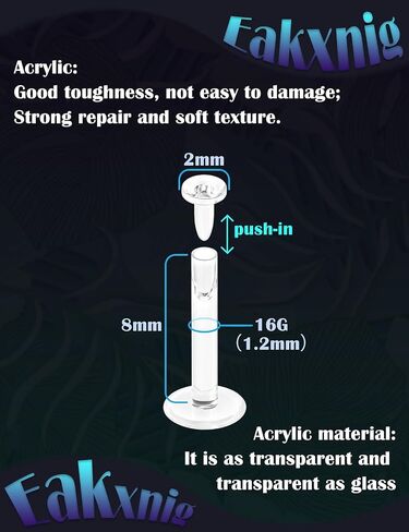 16G flat back Clear Earrings for Sports Nose Studs Silicone Plastic tragus conch cartilage Earrings Retainers Monroe Medusa Lip Rings Stud Labret Piercing Jewelry for Work Surgery 6mm -12mm in Saudi Arabia