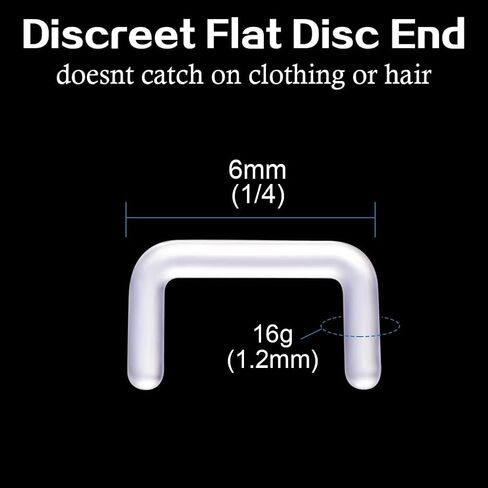 intera Clear Septum Retainer 16G 6mm Acrylic Plastic U-Shape Piercing Jewelry for Women and Men Flexible Septum Retainer for Work Surgery in Kuwait