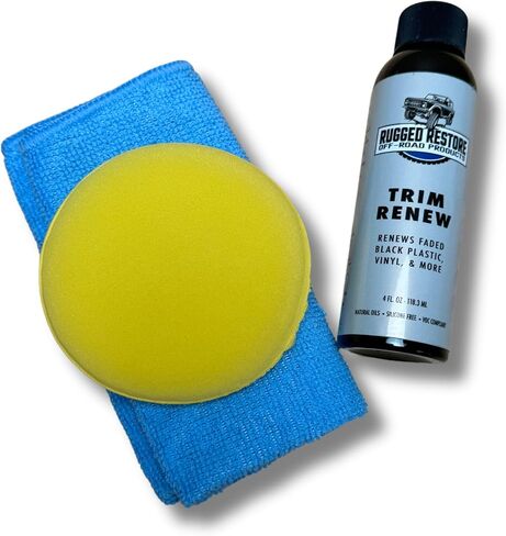 RUGGED RESTORE Trim Coat Plastic Restorer Kit | Restores Dull Faded Dried Out Interior Exterior Plastic Vinyl Rubber Trim Flares Fenders Bumpers Cladding Running Boards Cowls | Black Finish 4 Oz in Saudi Arabia