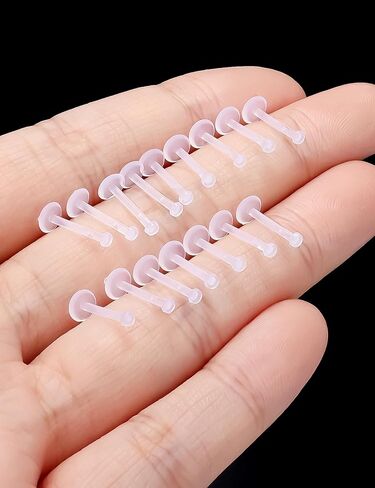 16G مسطح الظهر أقراط صافية للرياضة أنف الأزرار البلاستيكية البلاستيك tragus conch الأقراط الغضروف monroe medusa راتين in Kuwait