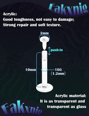 16G مسطح الظهر أقراط صافية للرياضة أنف الأزرار البلاستيكية البلاستيك tragus conch الأقراط الغضروف monroe medusa راتين in Kuwait