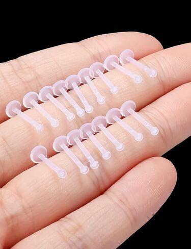16G flat back Clear Earrings for Sports Nose Studs Silicone Plastic tragus conch cartilage Earrings Retainers Monroe Medusa Lip Rings Stud Labret Piercing Jewelry for Work Surgery 6mm -12mm in Saudi Arabia