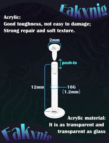 16G flat back Clear Earrings for Sports Nose Studs Silicone Plastic tragus conch cartilage Earrings Retainers Monroe Medusa Lip Rings Stud Labret Piercing Jewelry for Work Surgery 6mm -12mm in Saudi Arabia
