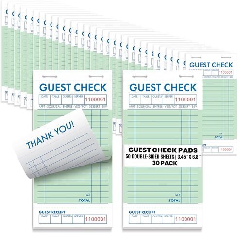 Guest Check Pads, Waitress Notepad for Restaurants, Server Pads, 50 Double-Sided Perforated Sheets, 2500 Total Sheets, 6.8" x 3.4", by Better Office Products (50 Pack) in Saudi Arabia
