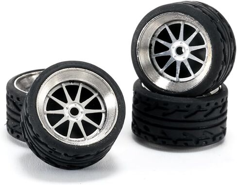 عجلات كارلومو 1/64 من سبائك الفئة N وإطارات مطاطية مع مجموعات تفاصيل المحاور (4 قطع/1 مجموعة) أجزاء معدلة للسيارات طراز Diecast 1:64 (N018A) in Kuwait