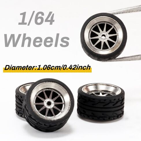 عجلات كارلومو 1/64 من سبائك الفئة N وإطارات مطاطية مع مجموعات تفاصيل المحاور (4 قطع/1 مجموعة) أجزاء معدلة للسيارات طراز Diecast 1:64 (N018A) in Kuwait