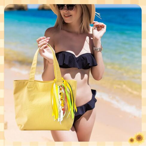 Bag Charm Boho Keychain Compatible With Bogg Bag Accessories, Ribbon Tassel Colorful Beaded Purse Charm For Beach Tote in Kuwait