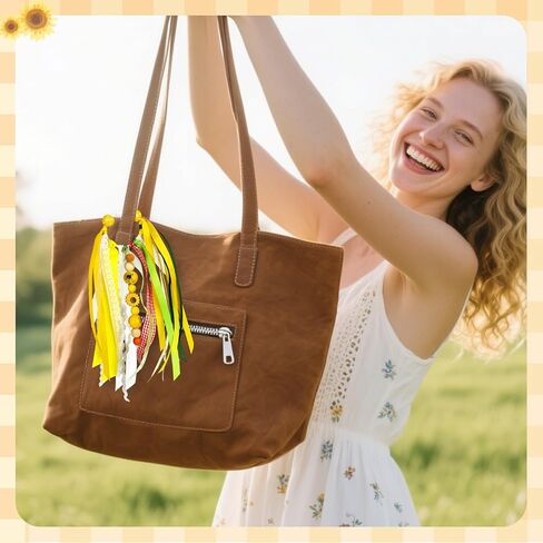 Bag Charm Boho Keychain Compatible With Bogg Bag Accessories, Ribbon Tassel Colorful Beaded Purse Charm For Beach Tote in Kuwait