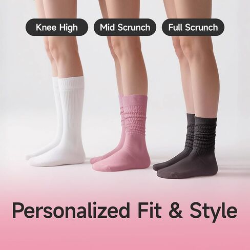 Pilates Socks for Women with Grip - Long Yoga Slouch Socks for Barre Workout, Non Slip Soft Comfortable 3 Pairs in Saudi Arabia