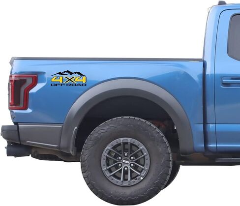 2Pcs 4x4 Off Road Decal Stickers with Mountain for Truck Bedside (Red and Black) in Saudi Arabia