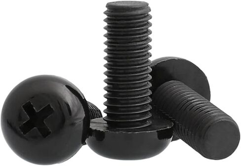 Nylon M2 M2.5 M3 M4 M5 M6 M8 أسود رأس رأس مسطح رأس مسطح من البلاستيك صليب الرأس الصليب المسمار رأس الجولة (15 مم ، M4-20pcs) in Kuwait