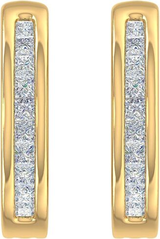 1/5 إلى 1/4 قيراط مجموعة الأميرة قطعت أقراط الماس في الذهب الصلب 14K (وضوح I1-I2) in Kuwait
