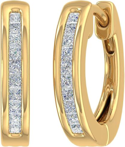 1/5 إلى 1/4 قيراط مجموعة الأميرة قطعت أقراط الماس في الذهب الصلب 14K (وضوح I1-I2) in Kuwait