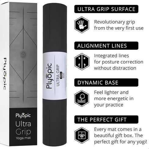 Plyopic. Ultra-Grip Pro+ Yoga Mat – EXTREME Non-Slip Performance - Dry Grip & Wet Grip - Alignment Line - Comfortable & Sweat Resistant - For Yoga, Pilates, Exercise, Workout, Bikram & Hot Yoga in Kuwait