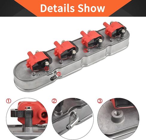 غطاء صمام مصقول من الألومنيوم مع 2pc لفائف خفية خمر متوافق مع Chevy GM LS - Silver in Kuwait