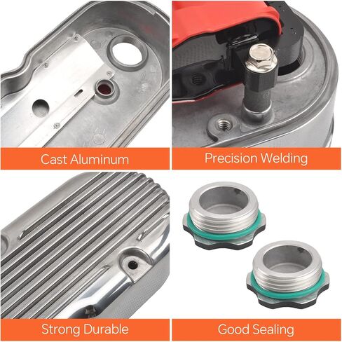 غطاء صمام مصقول من الألومنيوم مع 2pc لفائف خفية خمر متوافق مع Chevy GM LS - Silver in Kuwait