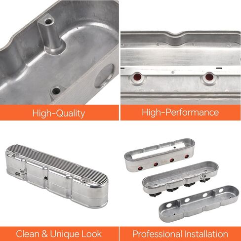 غطاء صمام مصقول من الألومنيوم مع 2pc لفائف خفية خمر متوافق مع Chevy GM LS - Silver in Kuwait