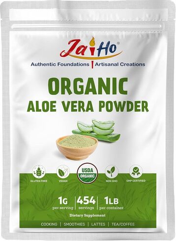 Jai Ho معتمد من مسحوق Aloe Vera Organic Ada-1 رطل-خالية من الغلوتين ، نباتي ، غير محدد من ذلك ، قفل القفل القابل لإعادة الاستخدام in Kuwait