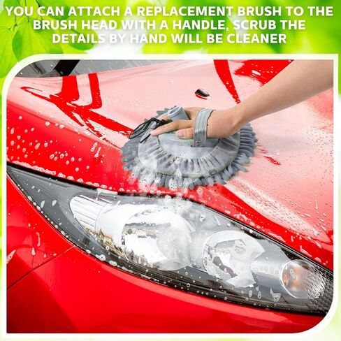 Tallew 5 Pcs Car Wash Mitt Kit, Car Clean Brush Not Included, Microfiber Mitt Clean Detail Cleaning Tools Truck Washing Chenille Scratch Free Replacement Kit for Auto RV Pickup Bus(Gray) in Saudi Arabia