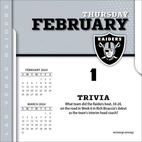 Turner Licensing Las Vegas Raiders 2024 Box Calendar in Saudi Arabia