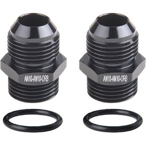 10AN Flare to 10AN ORB Male O-ring Boss Fuel Pump Rail Adapter Fitting Aluminum Black 2Pcs