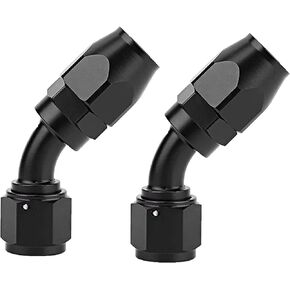HiSport 12An 90 Degree Hose End- Aluminum Full Flow Swivel Hose End Fitting, Reuseable Fuel Line Adapter for Nylon Braided or Stainless Steel Braided AN Hose （12AN Degree, Black）2pcs