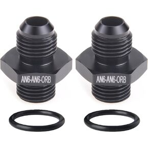 10AN Flare to 10AN ORB Male O-ring Boss Fuel Pump Rail Adapter Fitting Aluminum Black 2Pcs