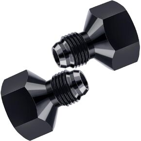 OIIKI 2PCS أنثى سوداء AN10 إلى ذكر AN6 محولات تركيب خرطوم مضيئة، قطع غيار موصل تحويل الألومنيوم لنظام الوقود - أسود