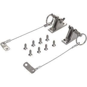 2 Pack Bimini Top 90°Deck Hinge with Quick Release Pin w/Drop Cam & Spring & Lanyard Prevents Loss, 316 Stainless Steel