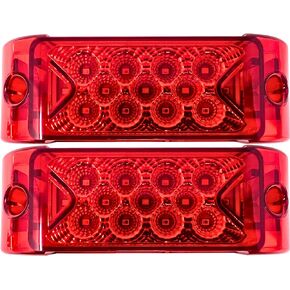 All Star Truck Parts] Qty 2 Amber 6" 13 LED Side Marker Clearance Light Rectangle 12V Truck Trailer Camper Boat Marine 6x2 Rectangular Surface Mount [Sealed and Waterproof]