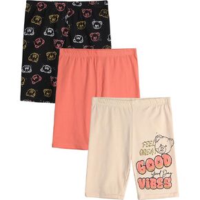 Girls' Active Shorts - 3 Pack Cute Fashion Bike Shorts - Stretch Fit Gym Shorts - Multipack Shorts for Girls (7-16)