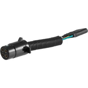 CURT 57225 4-Pin Round Vehicle-Side to 4-Way Trailer Wiring Adapter , black