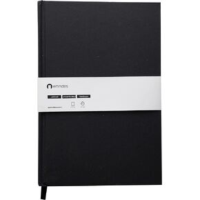 Blank Book Professional Journal, Hardcover, Unruled, 192 Pages, 96 Unlined Sheets (Black), Pack of 3