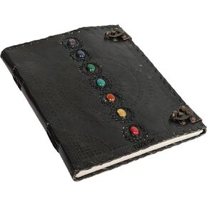 TUZECH Seven Chakra Medieval Stone Embossed Handmade Jumbo Leather Journal Book of Shadows Notebook Office Diary College Poetry Sketch With Leather Bound (Pink, 13 Inches) in Kuwait