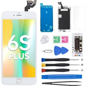 for iPhone 6S Plus Screen Replacement 5.5" with Home Button, 6splus Black LCD Display Digitizer 3D Touch Full Assembly with Fix Tools Front Camera Speaker Sensor, Glass Repair Kit A1634, A1687