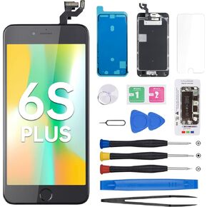 for iPhone 6S Plus Screen Replacement 5.5" with Home Button, 6splus Black LCD Display Digitizer 3D Touch Full Assembly with Fix Tools Front Camera Speaker Sensor, Glass Repair Kit A1634, A1687