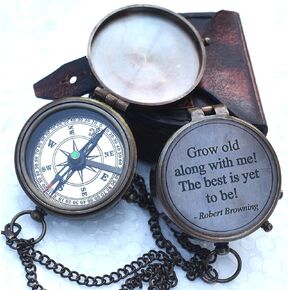 MARY NAUTICAL- Grow Old Along with Me Anniversary Compass Gift for Him or Her, Romantic Gift Ideas for Husband or Wife, Wedding Anniversary Decorations, Our Wedding for Men