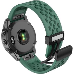 سوار ساعة من السيليكون بفتحات هوائية من ISABAKE لـ Garmin Fenix ​​7/Fenix ​​6 /Fenix ​​6 Pro/Fenix ​​5/Fenix ​​5 Plus، حزام معصم رياضي ناعم مناسب سريع 22 مم مع إغلاق مغناطيسي قابل للطي لـ Forerunner 955/945/Instinct 2