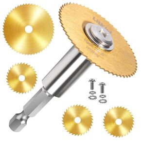 1/4-Inch Hex Shank Rotary Drill Saw(with 5PCS Blades),HSS Saw Disc Wheel Cutting Blades for Drills Rotary Tools