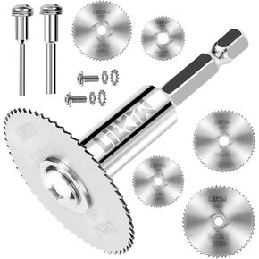 1/4-Inch Hex Shank Rotary Drill Saw(with 5PCS Blades),HSS Saw Disc Wheel Cutting Blades for Drills Rotary Tools