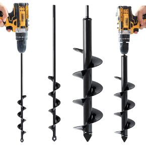 VASGOR Set of 2 Auger Drill Bit for Planting (1.6x16", 3.5x16") - Easy Planter Garden Auger - Bulb & Bedding Plant Augers - Posthole Digger for 3/8" Hex Drive Drill
